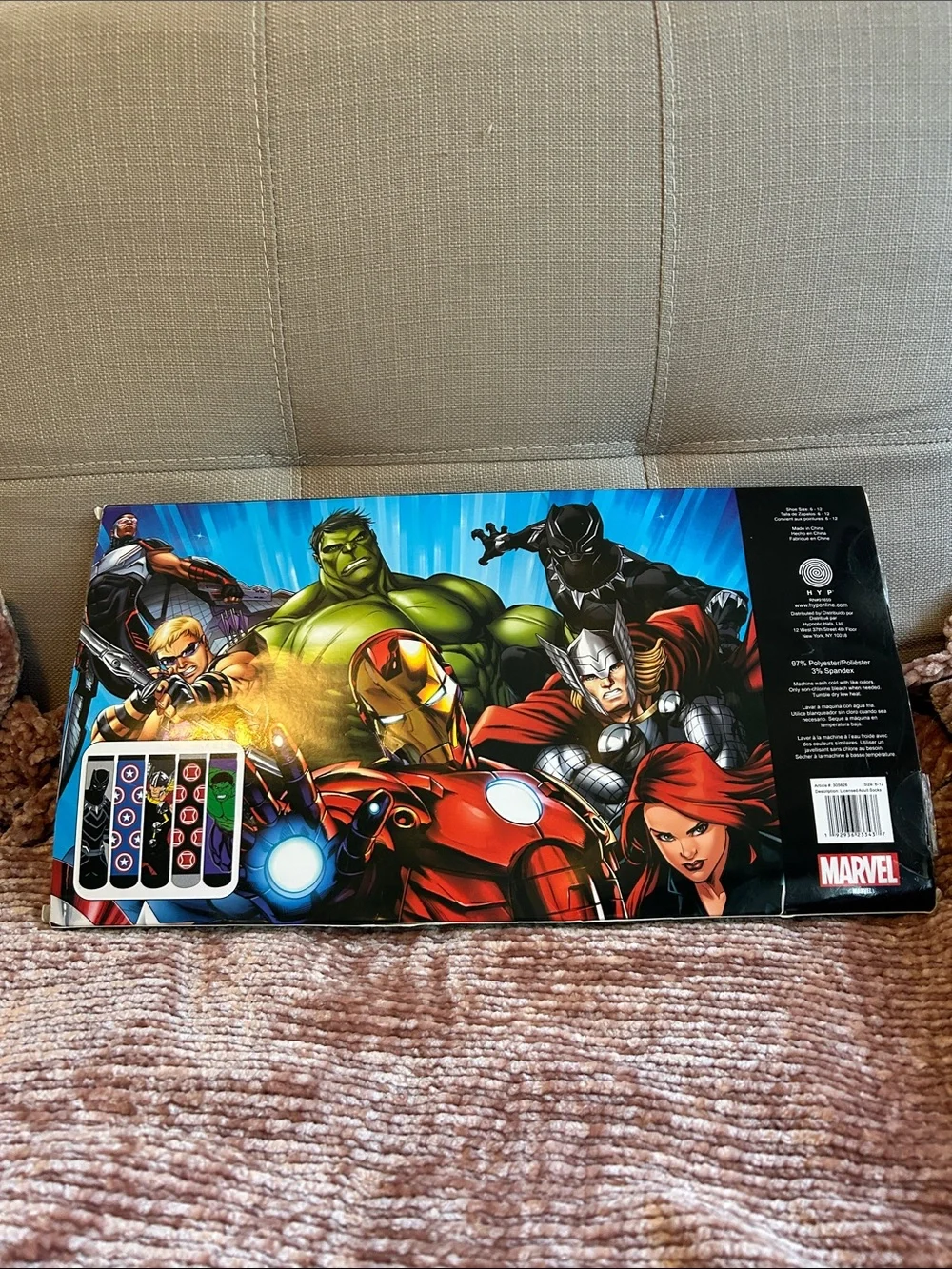 Marvel Men's Crew Socks Gift Set - Multicolor Superhero Designs - 5 Pairs